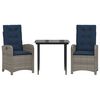 vidaXL Garden Dining Set Grey PE Rattan Medium Adjustable Footrests