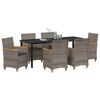 vidaXL Garden Dining Set 7 pcs Gray poly rattan