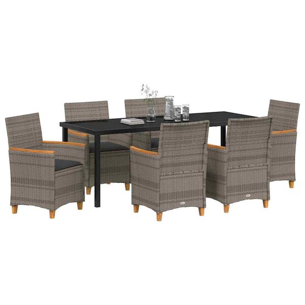 vidaXL Garden Dining Set 7 pcs Gray poly rattan