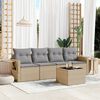 vidaXL Garden Sofa Set Beige PE rattan Large Foldable Garden Sofa Set