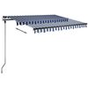 vidaXL Freestanding Manual Retractable Awning 118.1"x98.4" Blue/White