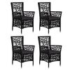 vidaXL Patio Dining Set Set of 4 Black Poly Rattan, Steel, Tempered Glass