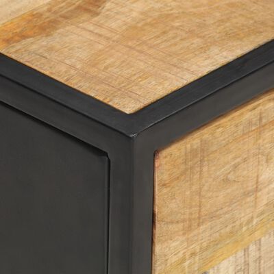 vidaXL Bedside Cabinet with Carved Door 15.7"x11.8"x19.7" Rough Mango Wood