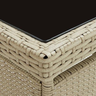 vidaXL Patio Dining Table Beige Poly Rattan and Glass