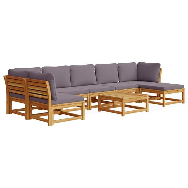 vidaXL 8 Piece Patio Lounge Set with Cushions Solid Wood Acacia