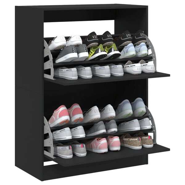vidaXL Shoe Cabinet Black Engineered wood Tall Shoe Cabinet
