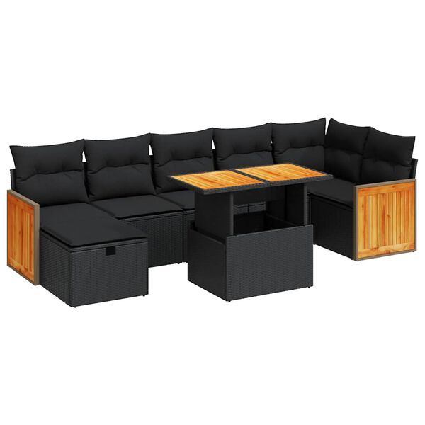 vidaXL Garden Sofa Set Black