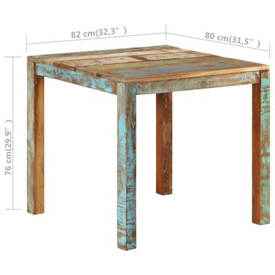 vidaXL Dining Table 32.3"x31.5"x29.9" Solid Reclaimed Wood