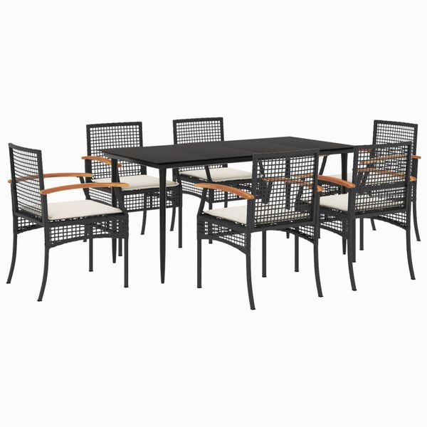 vidaXL Garden Dining Set Black, Cream White