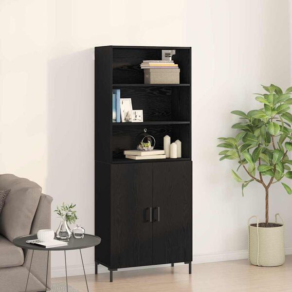 vidaXL Highboard Black Oak 27.36 x 13.39 x 70.87 in Engineered Wood
