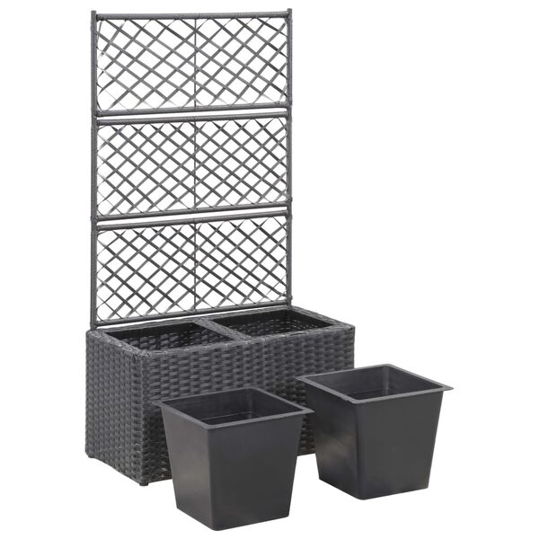 vidaXL Raised Bed Black Poly Rattan Medium Planters Planter