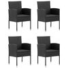 vidaXL 5 Piece Patio Dining Set with Cushions Poly Rattan Black