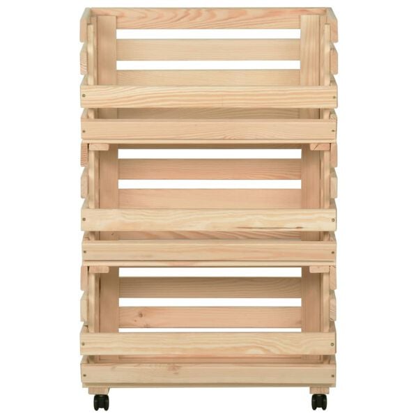 vidaXL Vegetable Trolley 14.6"x11.8"x31.5" Solid Wood Pine