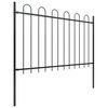 vidaXL Garden Fence with Hoop Top Steel 211.4"x47.2" Black