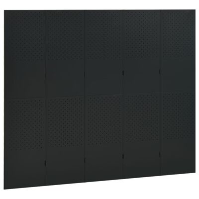 Large black paneled wardrobe-like wall with perforated sections