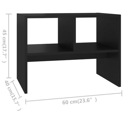 vidaXL Side Table Black 24"x16"x18" Chipboard