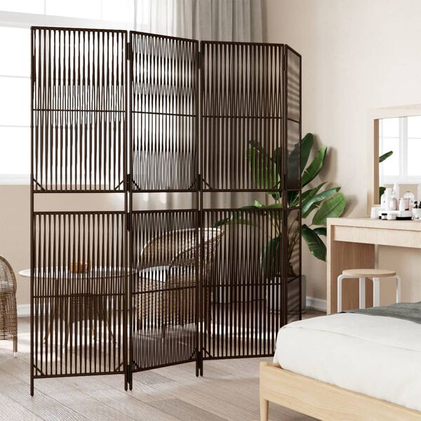 vidaXL Room Divider 4 Panels Brown Poly Rattan