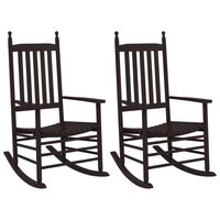 vidaXL Rocking Chairs with Curved Seats 2 pcs Brown Solid Wood Poplar