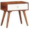 vidaXL Side Table Brown and White Solid Acacia Wood Small Side Table
