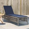 vidaXL Patio Sun Lounger Grey PE rattan Large Multi-Position Backrest