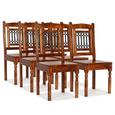 vidaXL Dining Chairs 6 pcs Solid Wood with Sheesham Finish Classic