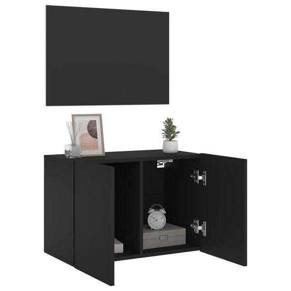 vidaXL TV Cabinet Black Engineered wood Medium TV Cabinet Rectangular
