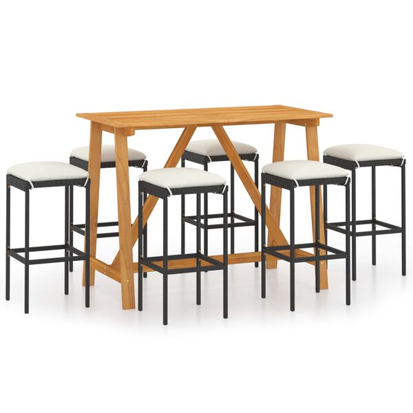 vidaXL Garden Bar Set Black, Cream