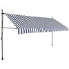 vidaXL Retractable Awning Blue and white Polyester with PU coating, Steel