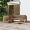 vidaXL Garden Lounge Set Taupe Bamboo, Polyester Standard Modular