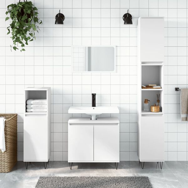 vidaXL Bathroom Furniture Set White Engineered wood, Metal Large