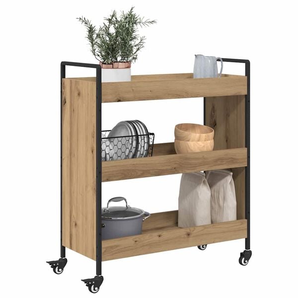 vidaXL Kitchen Trolley Artisan Oak 27.56 x 11.81 x 32.28 in
