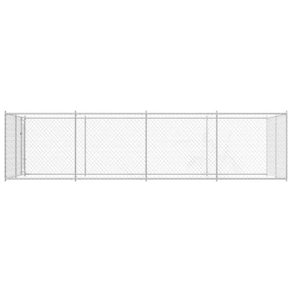 vidaXL Dog Kennel Silver Galvanized Steel Large Dog Kennel Rectangular