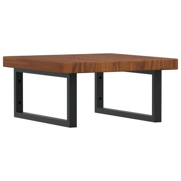 vidaXL Basin Shelf Dark brown, Black Solid oak wood, Steel 19.7 x 19.7 in