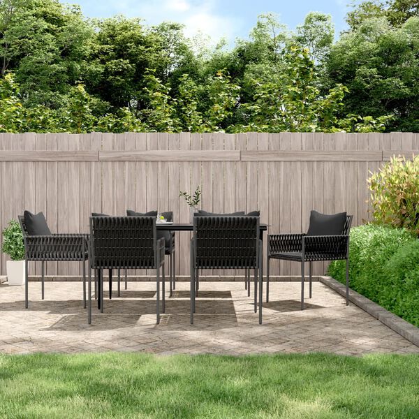 vidaXL Garden Dining Set Black, Dark grey