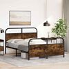 vidaXL Bed Frame Smoked Oak Steel, engineered wood 55.1 x 78.7 in