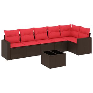 vidaXL 7 Piece Patio Sofa Set with Cushions Brown Poly Rattan