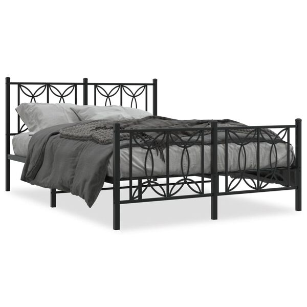 vidaXL Bed Frame Black Steel 53.1 x 74.8 in Bed Frame Rectangular