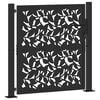 vidaXL Garden Gate Black 39.4x39.4" Steel Leaf Design