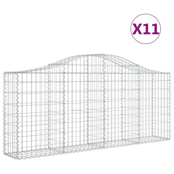 vidaXL Gabion Basket Set of 11 Silver Galvanized Iron