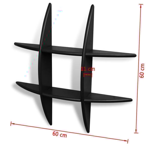 vidaXL Wall Shelf Black MDF Medium Wall mounting Wall Shelf Square