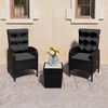 vidaXL Bistro Set Black Poly rattan, steel, glass, fabric (100% polyester)