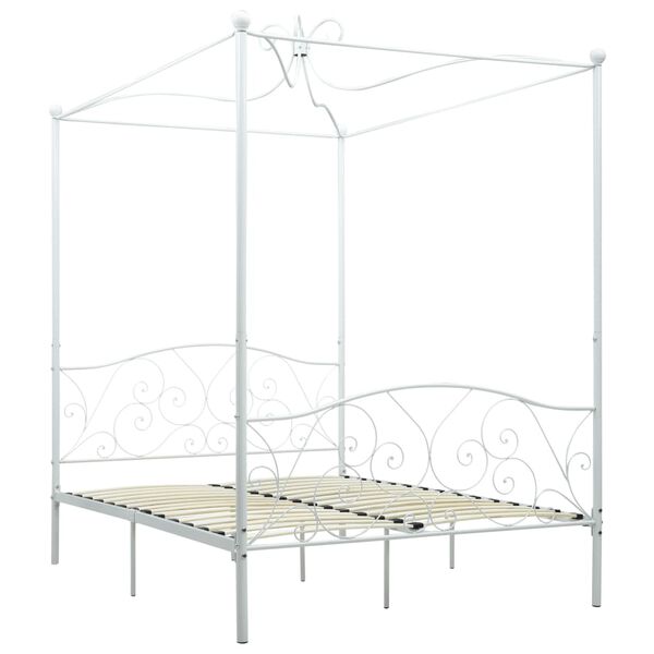 vidaXL Bed Frame White Metal Full Classic/Traditional Bed Frame