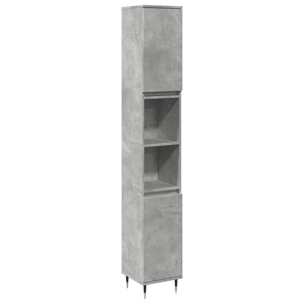 vidaXL Bathroom Cabinet Concrete gray Engineered wood, iron Tall