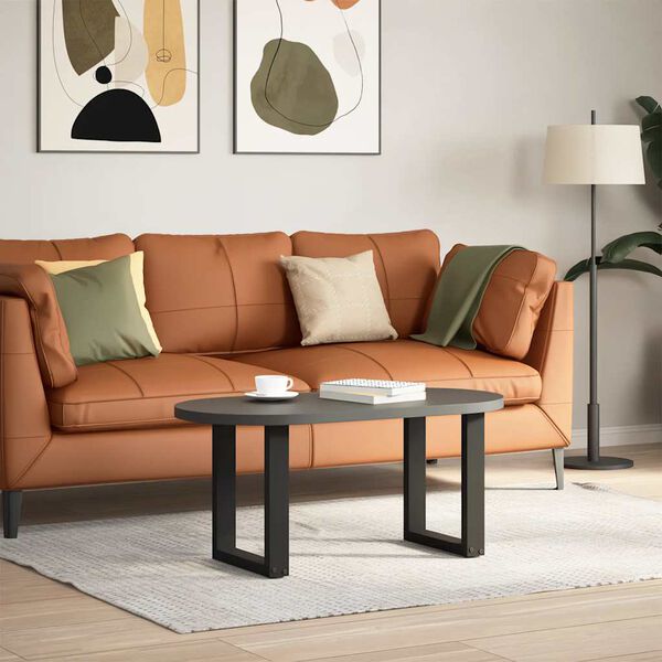 vidaXL Coffee Table Leg Set of 2 Black Powder-Coated Steel Medium