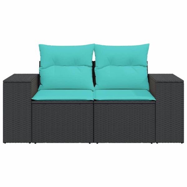 vidaXL Garden Sofa Black, Blue