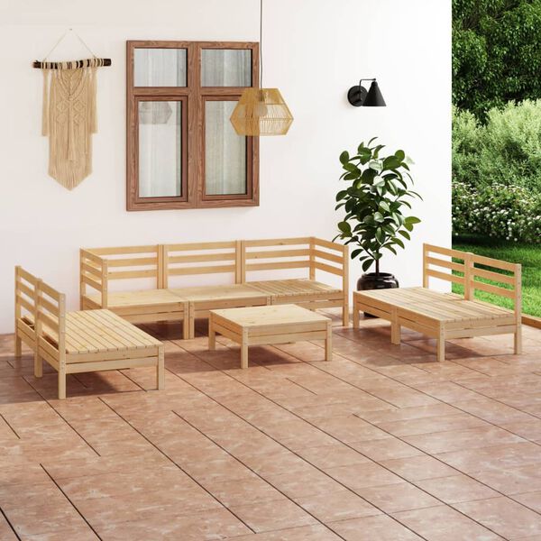 vidaXL Garden Lounge Set Natural Wood Solid Pinewood 8 Piece Modular