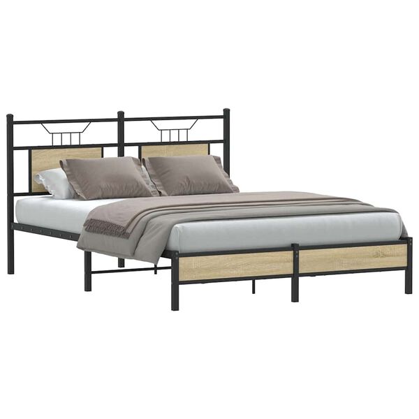 vidaXL Bed Frame Sonoma oak Engineered wood and steel
