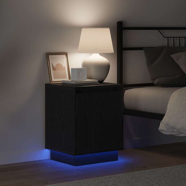 vidaXL Bedside Cabinet Black Oak 15.35 x 13.58 x 19.69 in