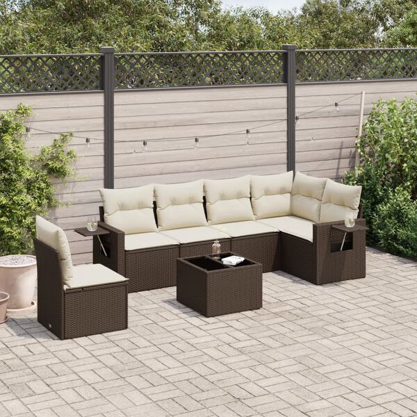 vidaXL Garden Sofa Set Brown and Cream White