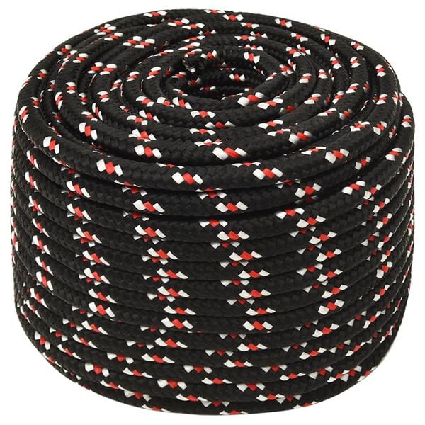 vidaXL Boat Rope Black 0.47 " 328.1 ' Polypropylene